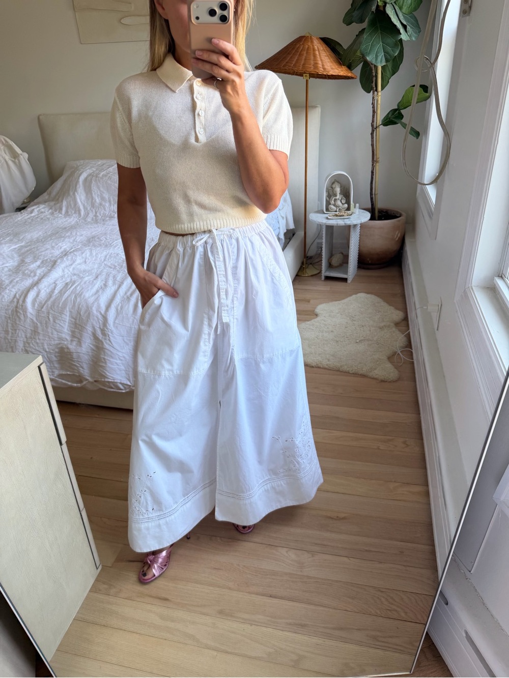 Soeur White Embroidered Cotton Skirt Size 38